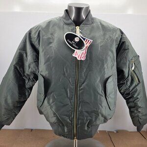 Rothco Jacket Mens Size L Green MA 1 Flight Bomber Reversible Nylon NEW